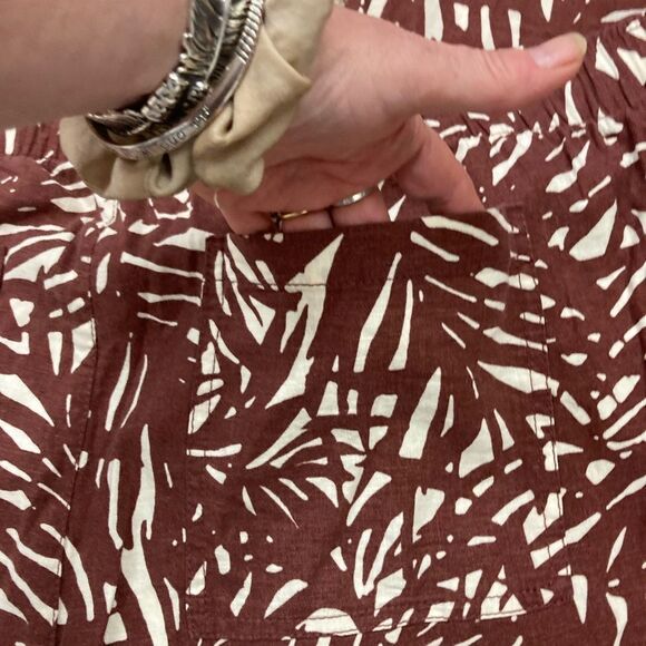 Old Navy NWT Palm print linen blend Pants pull on drawstring pockets - Picture 9 of 14